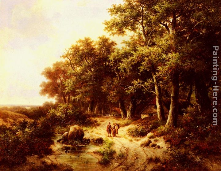 Woodland Travellers painting - Hendrik Pieter Koekkoek Woodland Travellers art painting